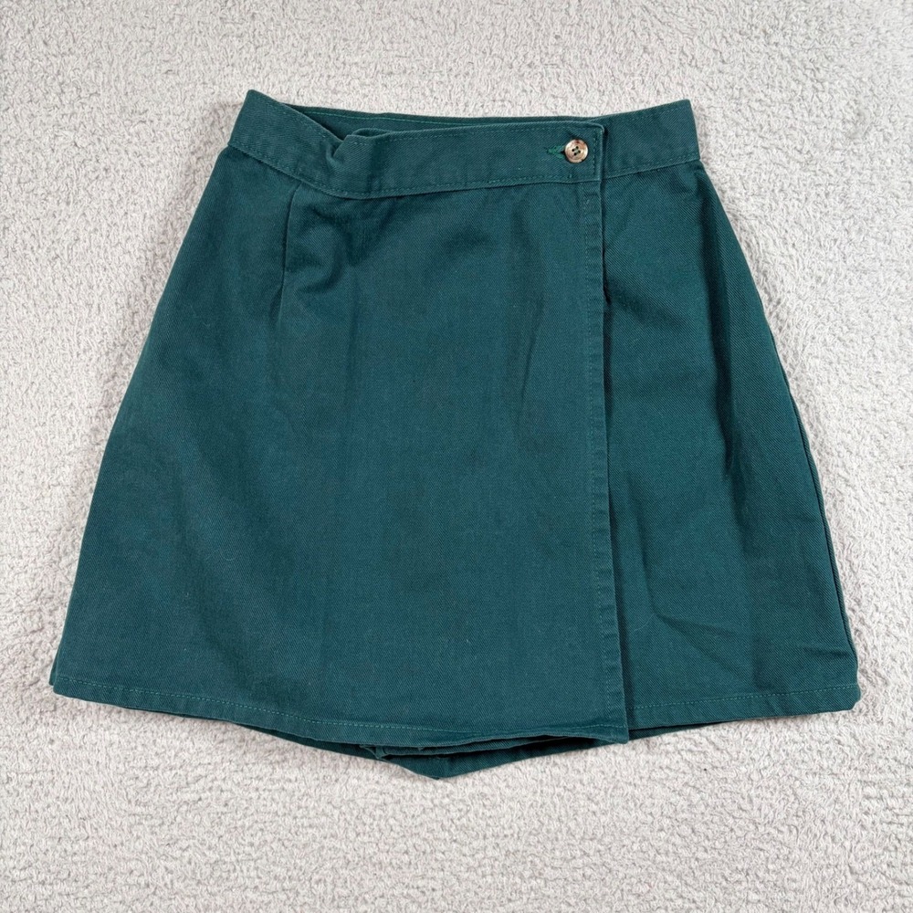 VTG Backroad Blues Green Skort Women's 8 (26x17) Button Pleated‎ Casual Retro